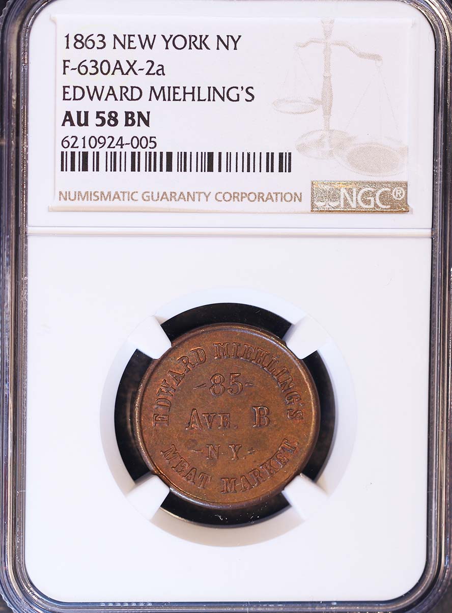 1863 Token F-630AX-2a NY,NY Edward Miehling's