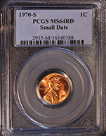 Lincoln 1970 s Small Date - PCGS 64RD