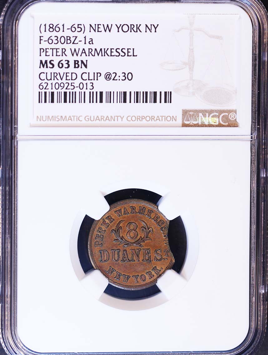 (1861-65) Token NEW YORK NY F-630BZ-1a PETER WARMKESSEL