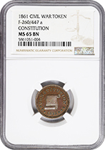 1861 Token CONSTITUTION / CONCESSION BEFORE SECESSION. Fuld-260/447 a. Rarity-7