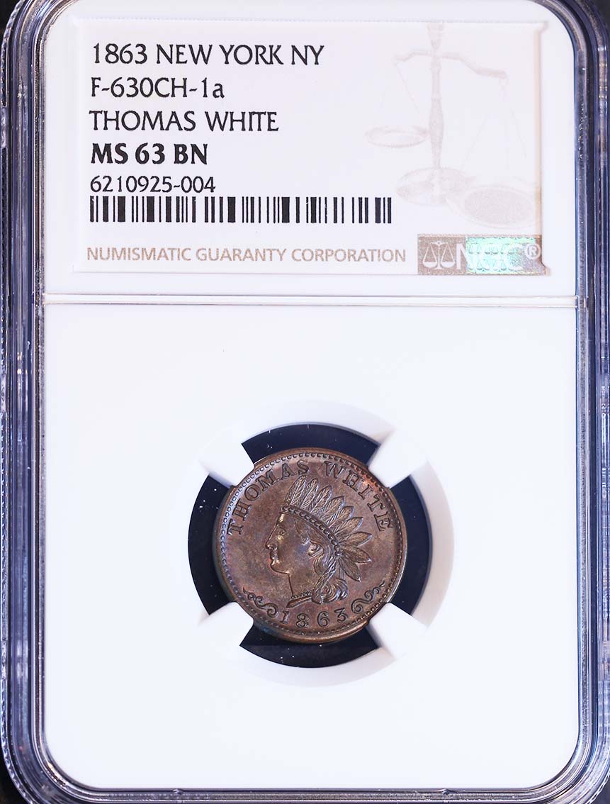 1863 Token NEW YORK NY F-630CH-1a THOMAS WHITE