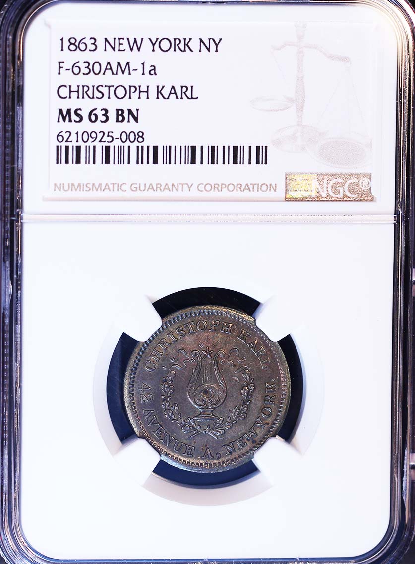 1863 Token NEW YORK NY F-630AM-1a CHRISTOPH KARL