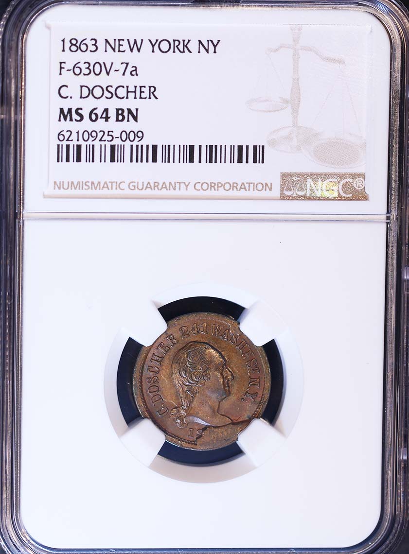 1863 Token NEW YORK NY F-630V-7a C. DOSCHER