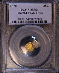 1870 .25 BG-761 Plate Coin