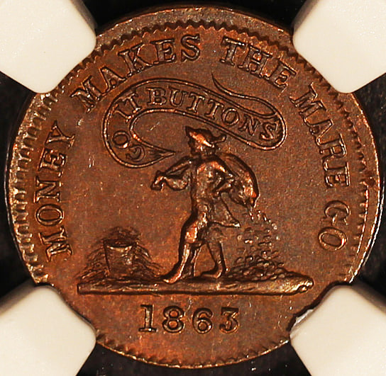 1863 Token F-254/255a Money makes the Mare go.