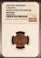 1863 Token F-254/255a Money makes the Mare go.